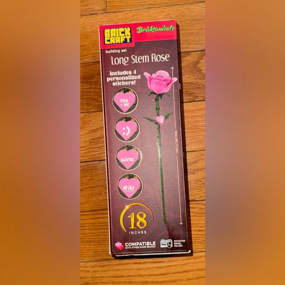 NWT Brickcraft Pink Rose with Personalized Message Brickcraft